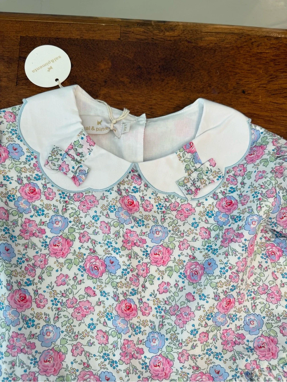 Sal & Pimenta Maryland Sprinkles Dress Blue Floral Peter Pan Collar Sz 10 NWT